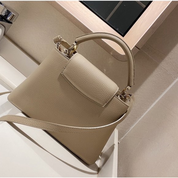 Ladies bags cowhide leather lychee pattern shoulde